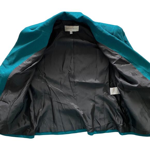 Jones New York : NEW Teal Textured Blazer Jacket Lined Workwear Suiting : 14 - Picture 8 of 11